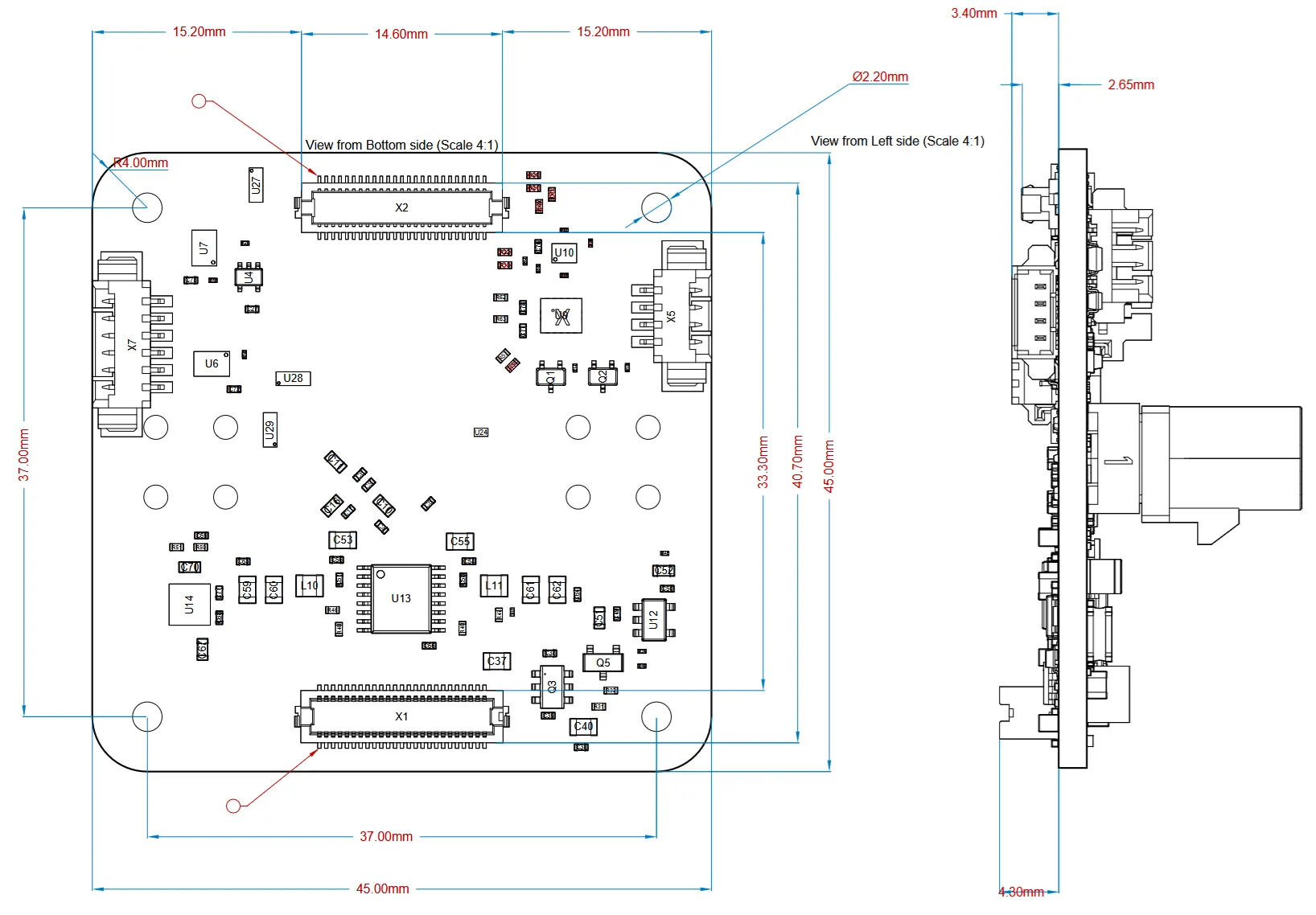 GMSL Receiver board dimensions